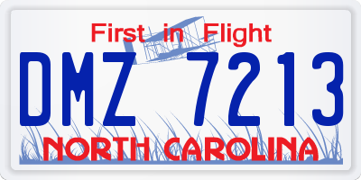 NC license plate DMZ7213