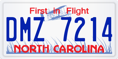 NC license plate DMZ7214