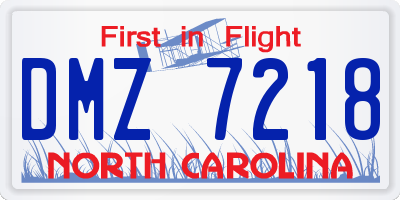 NC license plate DMZ7218