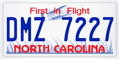 NC license plate DMZ7227