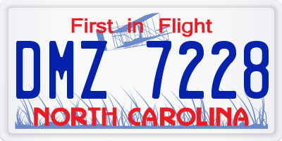 NC license plate DMZ7228