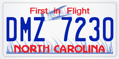 NC license plate DMZ7230