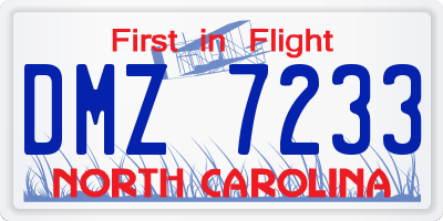 NC license plate DMZ7233