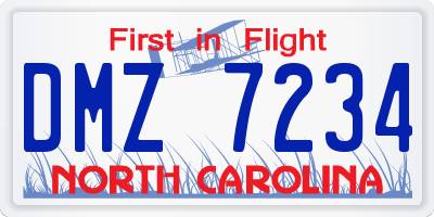 NC license plate DMZ7234