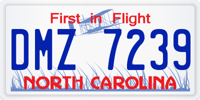 NC license plate DMZ7239