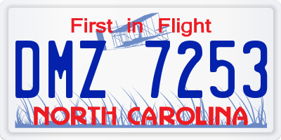 NC license plate DMZ7253