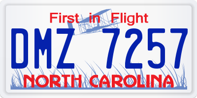 NC license plate DMZ7257