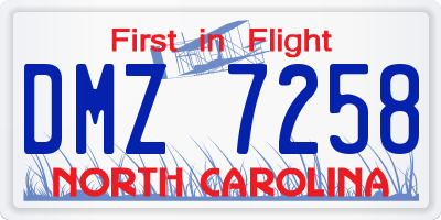NC license plate DMZ7258