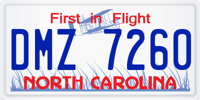 NC license plate DMZ7260