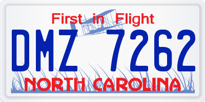 NC license plate DMZ7262