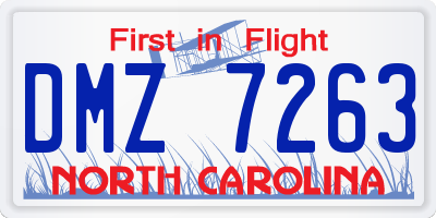 NC license plate DMZ7263
