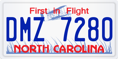 NC license plate DMZ7280