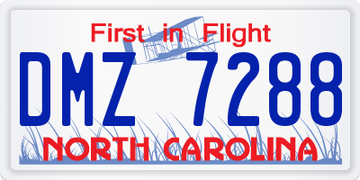 NC license plate DMZ7288
