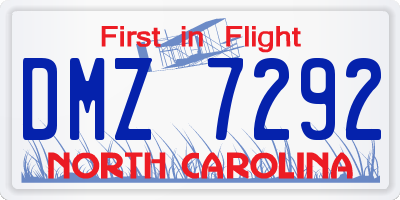 NC license plate DMZ7292