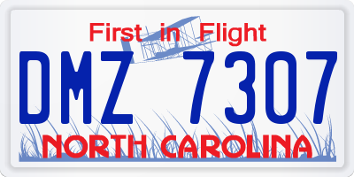 NC license plate DMZ7307