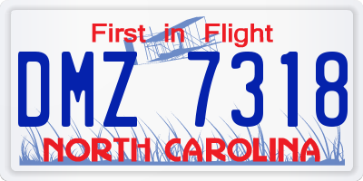 NC license plate DMZ7318