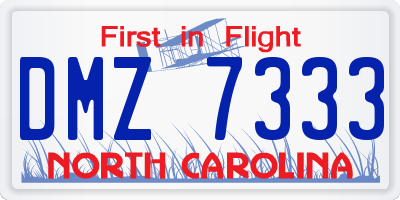 NC license plate DMZ7333