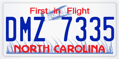 NC license plate DMZ7335