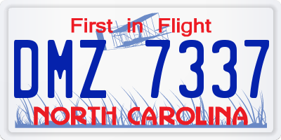 NC license plate DMZ7337