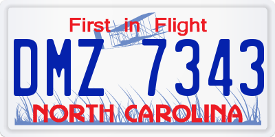 NC license plate DMZ7343