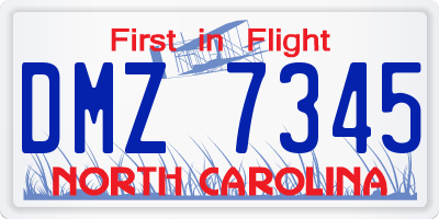 NC license plate DMZ7345