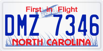 NC license plate DMZ7346