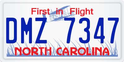 NC license plate DMZ7347