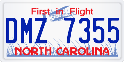 NC license plate DMZ7355