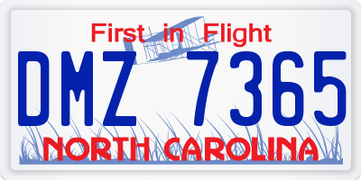 NC license plate DMZ7365
