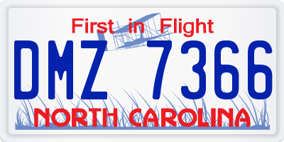 NC license plate DMZ7366