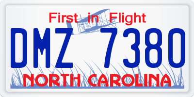 NC license plate DMZ7380