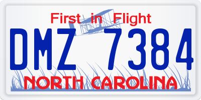 NC license plate DMZ7384
