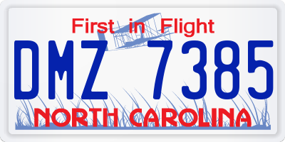 NC license plate DMZ7385