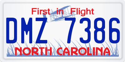 NC license plate DMZ7386
