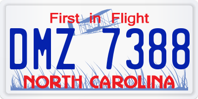 NC license plate DMZ7388