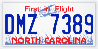 NC license plate DMZ7389