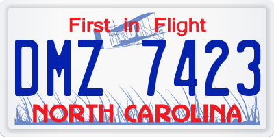 NC license plate DMZ7423