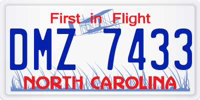 NC license plate DMZ7433