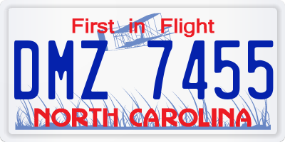 NC license plate DMZ7455