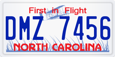 NC license plate DMZ7456