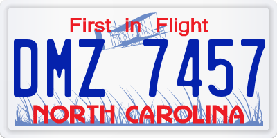 NC license plate DMZ7457