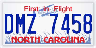 NC license plate DMZ7458