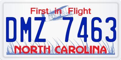 NC license plate DMZ7463