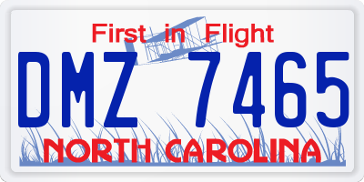 NC license plate DMZ7465