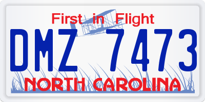 NC license plate DMZ7473
