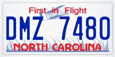 NC license plate DMZ7480