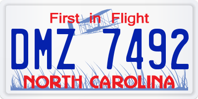NC license plate DMZ7492