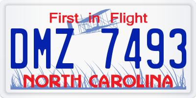 NC license plate DMZ7493