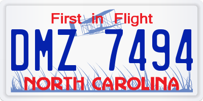 NC license plate DMZ7494