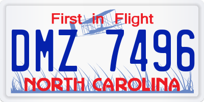 NC license plate DMZ7496